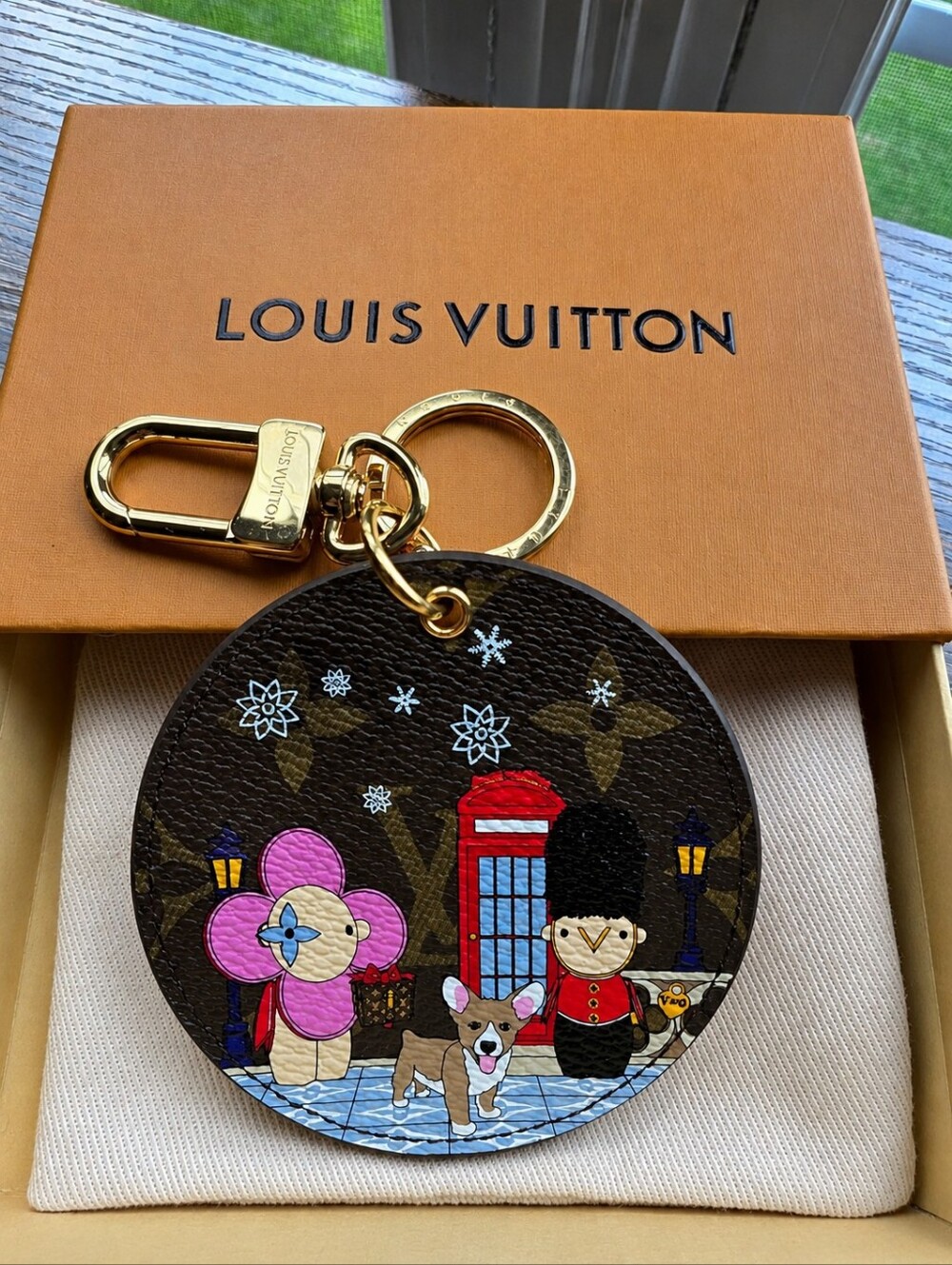 Louis Vuitton Monogram Illustre London Xmas Bag Charm & Key Holder AKIKO Edition
